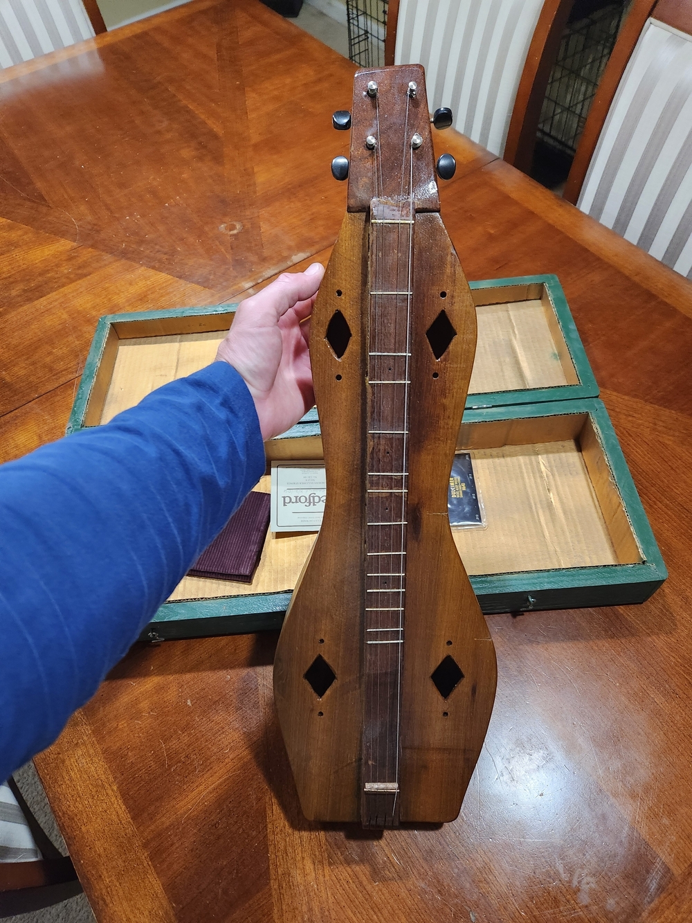 Vintage Home Made Wooden Mountain Dulcimer in Natural Brown